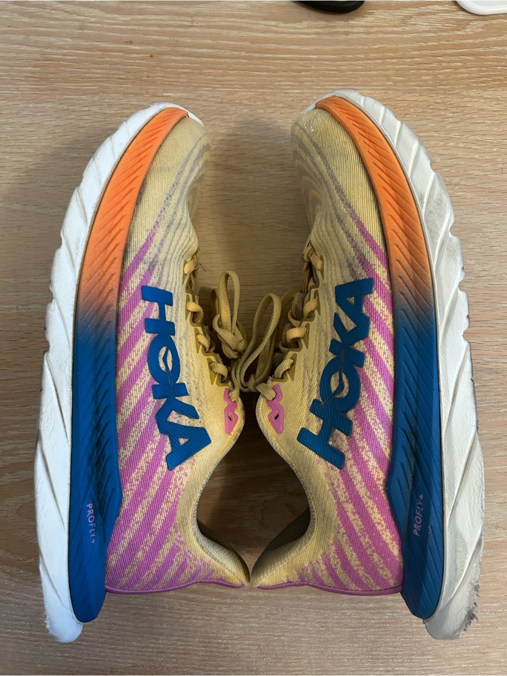 Hoka Women's Yellow Pink Blue Gradient Running Shoes